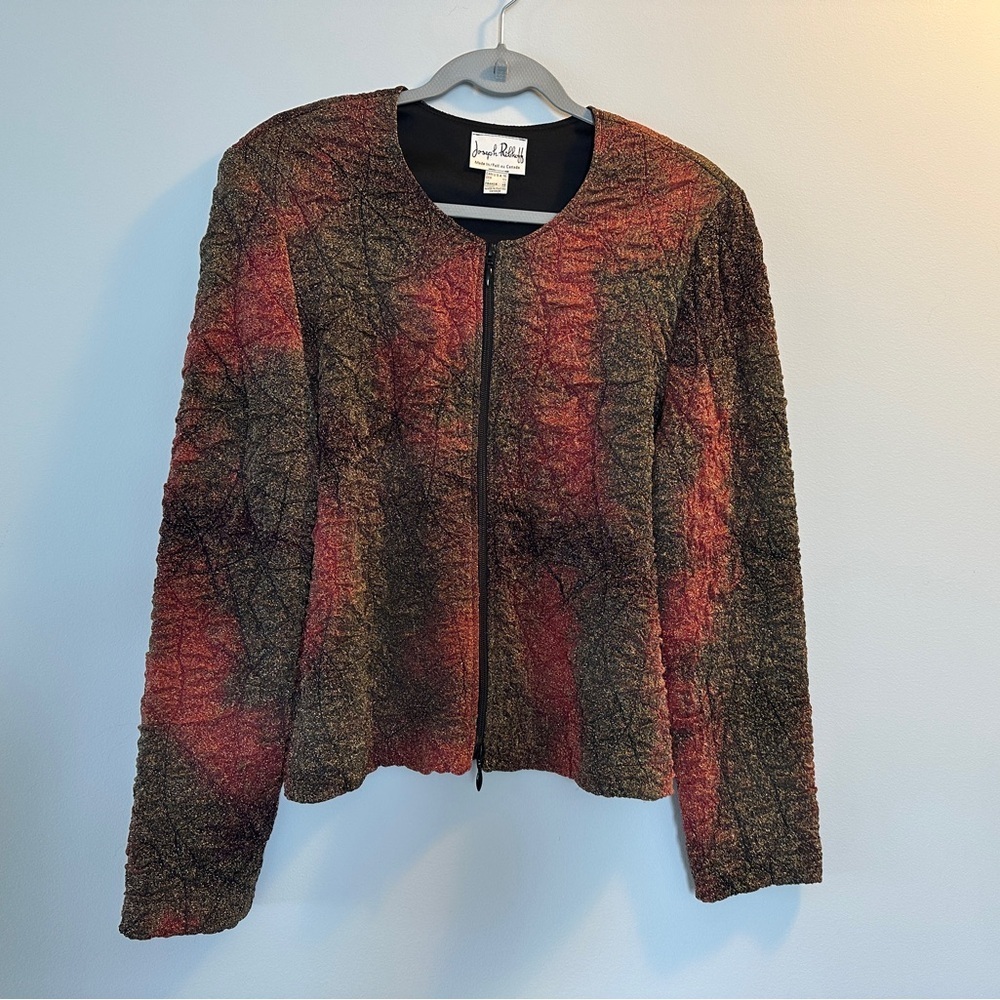Joseph Ribkoff Red and Black zip up Women's top| size 16